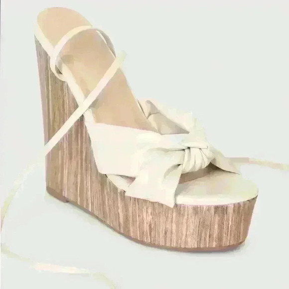 Lulus Aimi Bone Knotted Strappy Platform Wedges - Picture 3 of 12